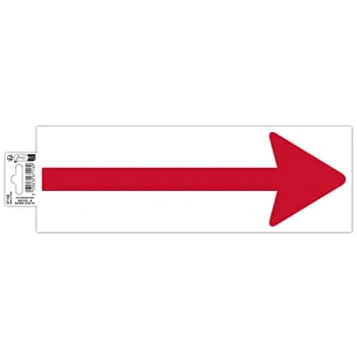 Immagine di Exacompta Ref. 67116E 1 striscia adesiva Forma &quot;freccia&quot; rossa su sfondo bianco In PVC antiscivolo e resistente ai raggi UV Dimensioni pannello: 30 x 10 cm