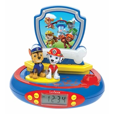 Immagine di Lexibook, Paw Patrol, Sveglia a proiettore per Bambini, Luce Notturna e proiezione dell&#039;ora sul soffitto, Effetti sonori, Alimentazione Batteria, Blu, RP500AC