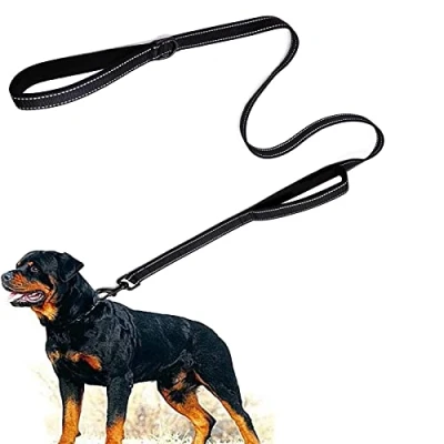 Immagine di Eyeleaf Guinzaglio per Cani 1,8 Metri Riflettente e Forte con Doppio Manico Imbottite Resistente Nylon Taglia Grande Media Nero