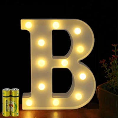 Immagine di Honphier® Lettere dell’alfabeto luminose con luci a LED, decorative, batteria, per ricevimenti, feste, matrimoni, casa o bar (B)