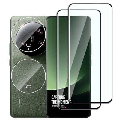 Immagine di Dlxiks 2+2 Pezzi Vetro Temperato per Xiaomi 13 Ultra,Installazione Facile,9H Durezza,Pellicola Prottetiva Anti Graffio,HD Trasparente,Vetro Protettivo Ultra