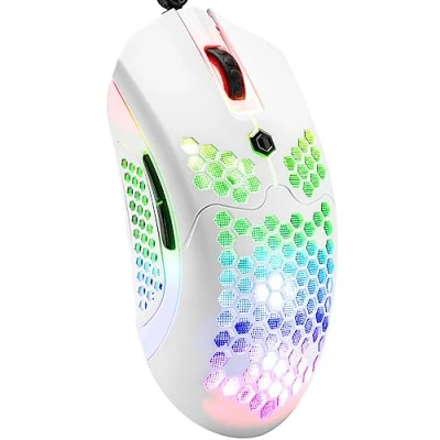 Immagine di mouse da gioco leggero cablato 65G, 26 USB retroilluminati RGB e driver programmabile a 7 pulsanti, PAW3325 12000 DPI, con modello ultraleggero nido d&#039;ape Shell O per PC, Xbox, PS4