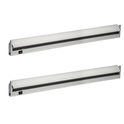 Immagine di Oktaplex set di 2 luci sottopensile LED alluminio 15W 230 V bianco neutro 4000K 90cm girevole Rota 1200 lm striscia cucina con interruttore