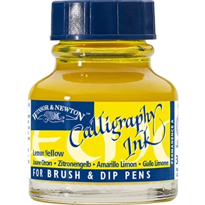 Immagine di Winsor &amp; Newton Calligraphy 1111345 Flacone di inchiostro per calligrafia, 30 ml, colore: Giallo limone