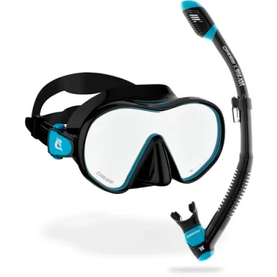 Immagine di Cressi Limited Edition HiroQuest Adult Mask &amp; Snorkel Set made by x Steve Aoki_F Dual+Snorkel Supernova Dry Mask, One Size, Unisex