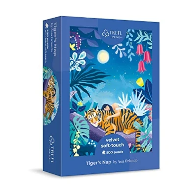Immagine di Trefl Prime Puzzle UFT Velvet Soft Touch: Tiger&#039;s Nap 500 Elementi, Rivestimento in Velluto, Grafica Unica, Poster Set, Cartoncino Più Spesso, BIO, EKO, Per Adulti e Bambini dai 10 Anni Su