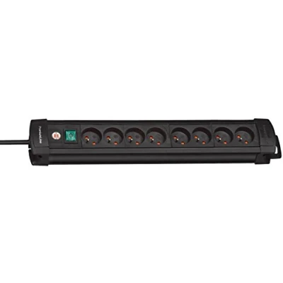 Immagine di Brennenstuhl Ciabatta elettrica Premium Line con cavo di ricarica USB, protezione da sovratensione e 8 prese interruttore (barra 3 m, 2 porte USB 5 V/3,1 A, nero