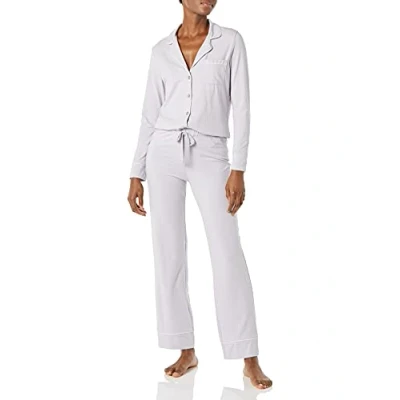 Immagine di Amazon Essentials Camicia A Maniche Lunghe in Modal di Cotone E Pigiama Tutta Lunghezza (Taglie Forti Disponibili) Donna, Lilla, S