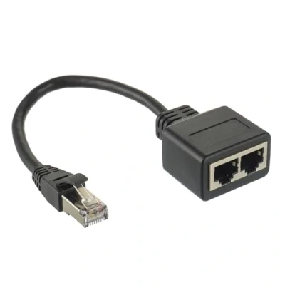 Immagine di HUAREW RJ45 Divisore adattatore Ethernet 1 Maschio a 2 Femmine Cavo Compatibile con Cat5, Cat5e, Cat6, Cat7