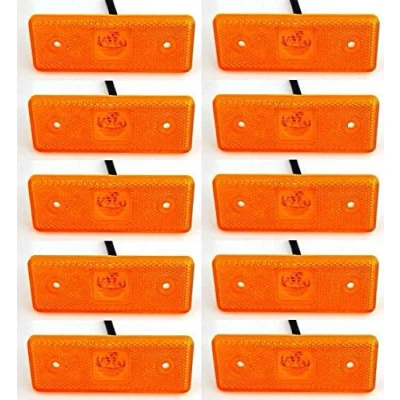 Immagine di Luci di posizione laterali sagomate confezione da 10 pezzi colore: arancione ambra 24 V 4 LED per trailer caravan camion autocarro chassis