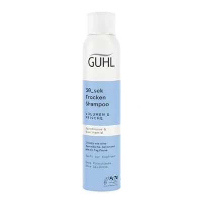 Immagine di Guhl Shampoo a secco per 30 sec, volume e freschezza, contenuto: 200 ml, niacinamide fiordaliso, efficace come un lavaggio dei capelli, delicato una pausa di giorno, senza residui,