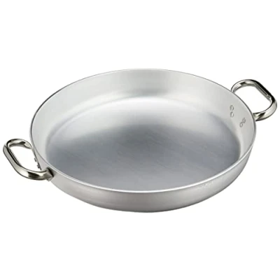Immagine di Pentole Agnelli Linea Alluminio 5 mm Tegame Radiante con Due Maniglie Inox, Argento, 45 cm