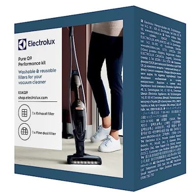 Immagine di Electrolux Set di filtri ESKQ9 (1 filtro igienico, 1 pre motore, filtrazione ottimale, aria pulita, potenza aspirazione migliorata, lavabile, adatto per Q9, nero/blu)