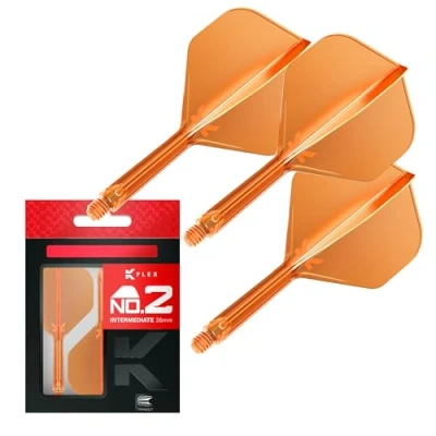 Immagine di Target Darts K Flex Integrated Dart Flight And Shaft, No.2 Arancione (Intermedio) Confezione da 3 No 2, Kflex Precision Moulded 2 in 1 Flights STEM