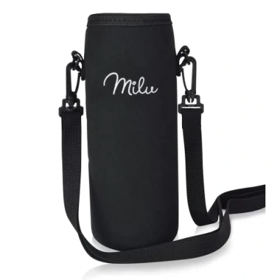Immagine di Milu borsa in neoprene per piatto da bere acciaio inox, 350 ml, 500 750 1000 ricambio termica viaggio con tracolla (1000 ml)