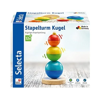 Immagine di Selecta Torre da impilare con palline, in legno, 16 cm, 62002