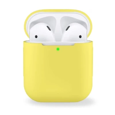 Immagine di MyGadget Cover in Silicone Morbido Custodia Compatibile con Apple AirPods 1 e 2 Generazione Case per Cuffie Auricolari Skin Gomma Giallo Limone