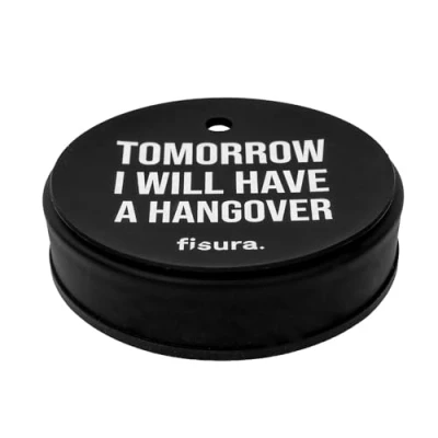Immagine di Fisura Coperchio bicchieri antidroga &quot;I will have a hangover&quot;. Protezione per bevande originale blu. Copertura riutilizzabile. della tazza antiderrame Realizzato in silicone.