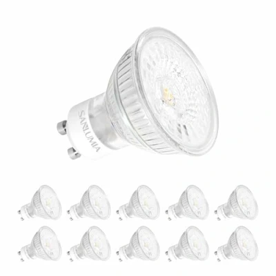 Immagine di Sanlumia Lampadine LED GU10 6W, Equivalenti a Alogene da 75 Watt, 530lm, Luce Bianca Calda 3000K, Angolo del Fascio di 100 Gradi, Non Dimmerabile, Confezione 10