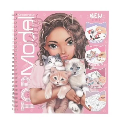Immagine di Depesche 13038 TOPModel Crea Il Tuo Gattino Libro da colorare con 47 Pagine per disegnare Motivi di Gatti, incl. 5 Fogli Adesivi, Multicolore