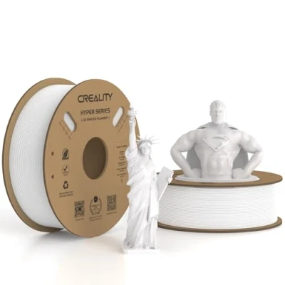 Immagine di Creality Hyper PLA Filamento 2 KG 1.75 mm, per Stampa ad Alta Velocità 30 600 mm/s, Precisione Dimensionale +/ 0.03 1 (2.2 libbre)/ Bobina (Bianco &amp; Bianco) Confezione da