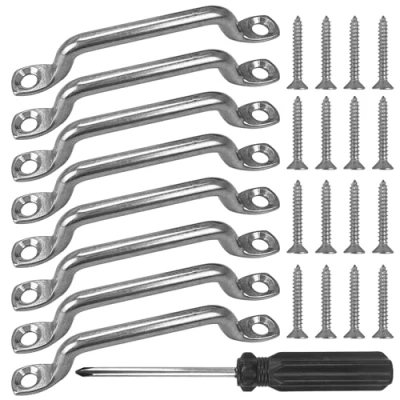 Immagine di 8 Pezzi Cinghie a Occhiello in Acciaio Inox da Soffitto Kayak Deck Loops Ancoraggio Piastra con Vite per Appendere Forniture Fissare Ganci Fibbia della Barca