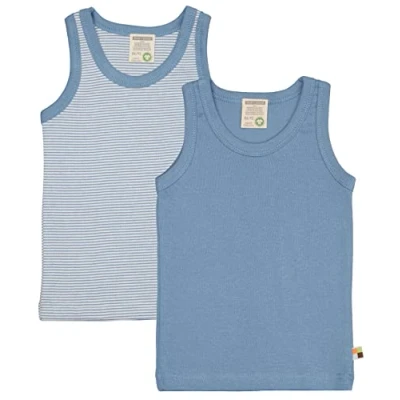 Immagine di loud + proud Confezione Doppia, a Costine Sottili, Cotone Biologico e Certificato GOTS Canottiera, vespro, 86 cm 92 Unisex Bambini Ragazzi