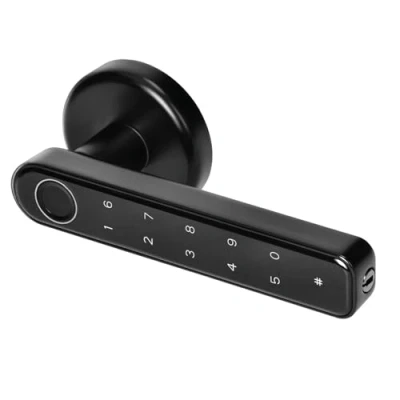 Immagine di Miratic Maniglia Smart con Impronta Digitale Serratura Codice Applicazione Life o Tuya IP20 175 x 158 65 mm Colore Nero