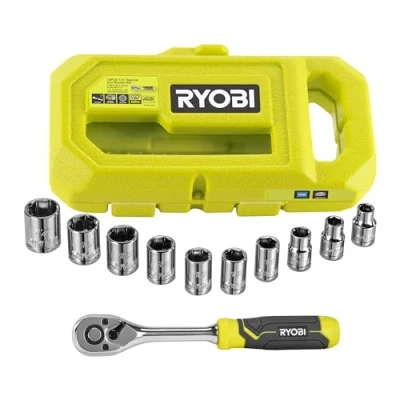 Immagine di RYOBI Confezione da 10 pezzi 9 bussole 1/4&quot; e cacciaviti RHRS10PC