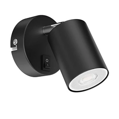 Immagine di ledscom.de Spot da parete WAIKA, luce singola, con interruttore, GU10, nero opaco, incl. lampada LED GU10 468lm, bianco caldo