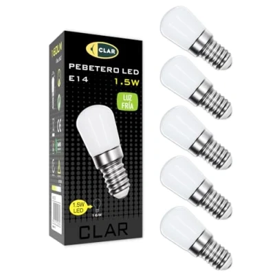 Immagine di CLAR Lampadina Frigorifero, per Cappa da Cucina, Lampadine E14 LED, Macchina Cucire, Piccole, Lampade LED E14, Lucce Fredda 6000ºK 1.5W (Pack 5)