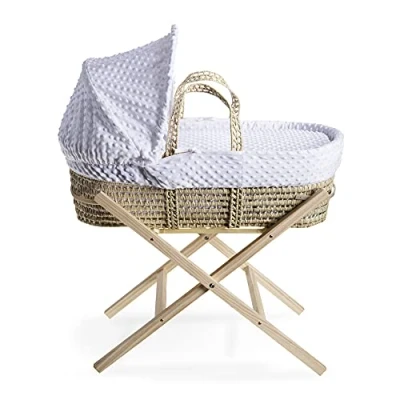 Immagine di Clair de Lune Dimple Palm Cesta in vimini con supporto pieghevole naturale, 75 x 28 cm, colore: Bianco