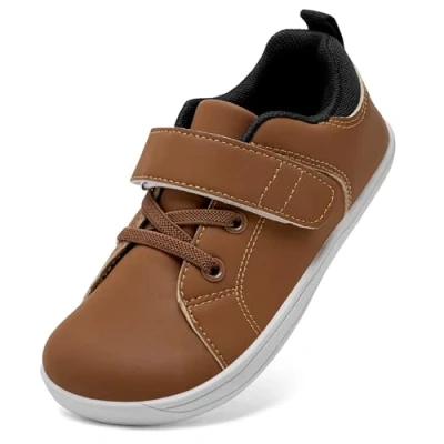 Immagine di IceUnicorn Scarpe da ginnastica per bambini a piedi nudi, ragazzi e ragazze, camminare, minimalista, marrone scuro., 24 EU
