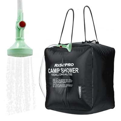 Immagine di RISEPRO XH07 Doccia solare, serbatoio a borsa da 40 litri, campeggio, riscaldamento solare con acqua temperatura di 45C ideale per escursioni e arrampicate