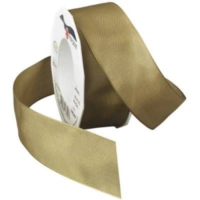 Immagine di PRÄSENT DREAM nastro con filo metallico colore beige, rocchetto di decorativo in tessuto lungh. 20 m, largh. 40 mm, ideale per pacchetti, fiocchi regalo e applicazioni