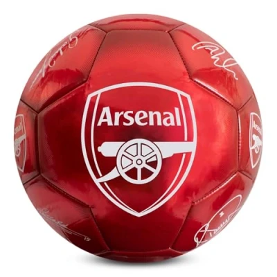 Immagine di Hy Pro Pallone da calcio classico con licenza ufficiale Arsenal F.C., metallizzato, taglia 5, Gunners, allenamento, partita, merchandising, collezione, per bambini e adulti, rosso