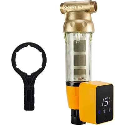 Immagine di iSpring WSP50ARB Filtro Acqua a Sedimenti Centrifugo, Riutilizzabile con Modulo di Lavaggio Automatico Schermo Tattile e Raschietto Incorporato nell&#039;Alloggiamento, 50 micron