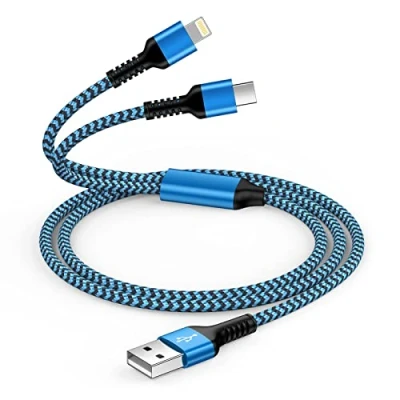 Immagine di cavo di ricarica universale 2 in 1, per iPhone Android 14/13/12/11/Pro/XS, USB tipo C Samsung Galaxy S10, Huawei, originale 1,2 m