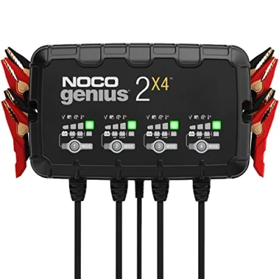 Immagine di NOCO GENIUS2X4: Caricabatterie a 4 Uscite, 8A (2A/Uscita), 6V e 12V, Mantenitore di Carica Desolfatore con Compensazione della Temperatura