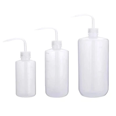 Immagine di Flacone da 250 ml, 500 1000 in plastica per lavaggio di sicurezza, bottiglia laboratorio con etichette a bocca stretta e bilancia, irrigazione piante fiori, 3 confezioni