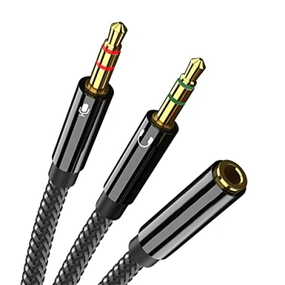 Immagine di Olakin Cavo Adattatore Jack 3,5mm Maschio a Femmina, 2 in1 Sdoppiatore Cuffie Microfono, Splitter Separati per Notebook/PC/Cuffie/ MP3 Altoparlanti