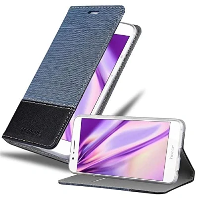 Immagine di Cadorabo Custodia Libro per Honor 8 in AZZURRO SCURO NERO con Vani di Carte, Funzione Stand e Chiusura Magnetica Portafoglio Cover Case Wallet Book Etui Protezione