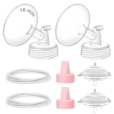 Immagine di Maymom Parte della pompa compatibile con tiralatte Spectra S2 S1 9 Plus Ricambio non originale Flange 16 mm Valvola a becco d&#039;anatra Rosa