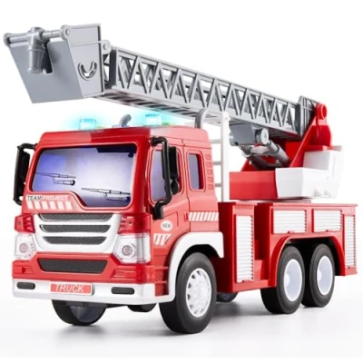 Immagine di HERSITY Camion Pompieri Giocattolo Grande, Giochi Vigili del Fuoco con Luci e Suoni, Scala Retrattile, 1/16 Camioncino Macchinine per Bambini Maschio 3 4 5 Anni
