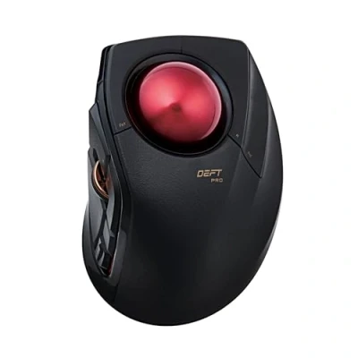 Immagine di ELECOM Trackball Mouse M DPT1MRXBK, Wired, Wireless, And Bluetooth, Gaming, High Performance Ruby Ball, Advanced Responsiveness, 8 Mappable Buttons, Smooth Scrolling, Extra Large, DEFT PRO, Black
