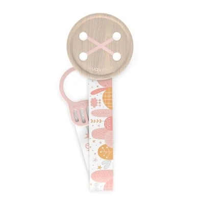 Immagine di Suavinex, Portaciuccio con Catenella in tessuto Per bambini, Nastro design reversibile, ciuccio, clip. Bambini +0 Mesi, Adatto ai Neonati, Dreams Rosa