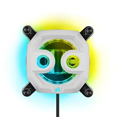 Immagine di Corsair Hydro X Series XC7 RGB PRO Waterblock per CPU Intel LGA 1700, 1200, 115X e Socket AMD AM4 (Piastra di Raffreddamento in Rame Placcato, Più 110 Micro Alette Raffreddamento) Bianco
