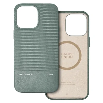 Immagine di Native Union Custodia (Re) Classic Compatibile con MagSafe Realizzata materiali riciclati e di origine vegetale Protezione antigraffio 1,8 metri per iPhone 15 Pro Max (Verde ardesia)
