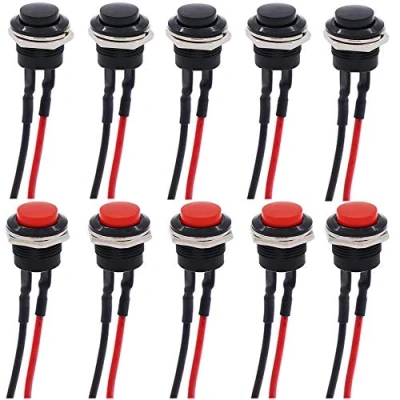 Immagine di RUNCCI YUN 16mm interruttore pulsante momentaneo,interruttore a pressione,interruttore on off,spst pulsante,interruttore rotondo, 3A AC250V/6A AC125V（Con linea）