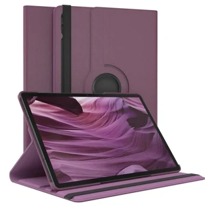 Immagine di EAZY Case Custodia per tablet Samsung Galaxy Tab S9 Plus Cover protettiva 12,4 pollici Smart Rotation stare in piedi Flip 360 girevole con funzione di supporto, similpelle Viola